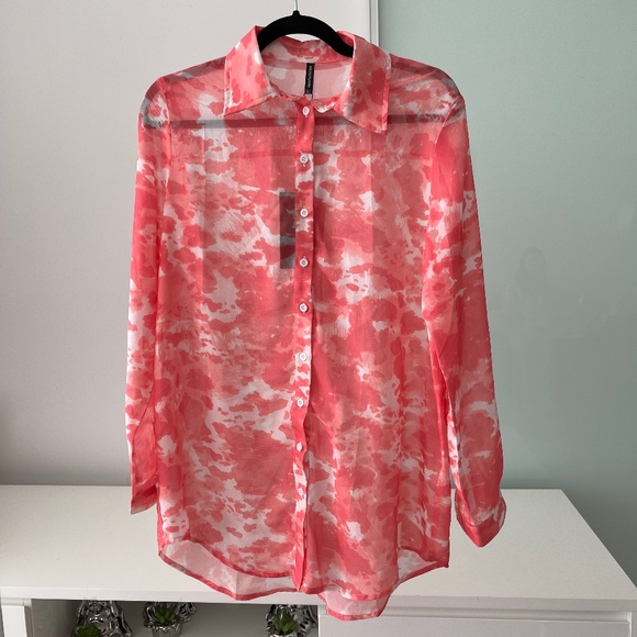Pretty Little Things Pink Cow Print Button Down - Picture 1 of 4